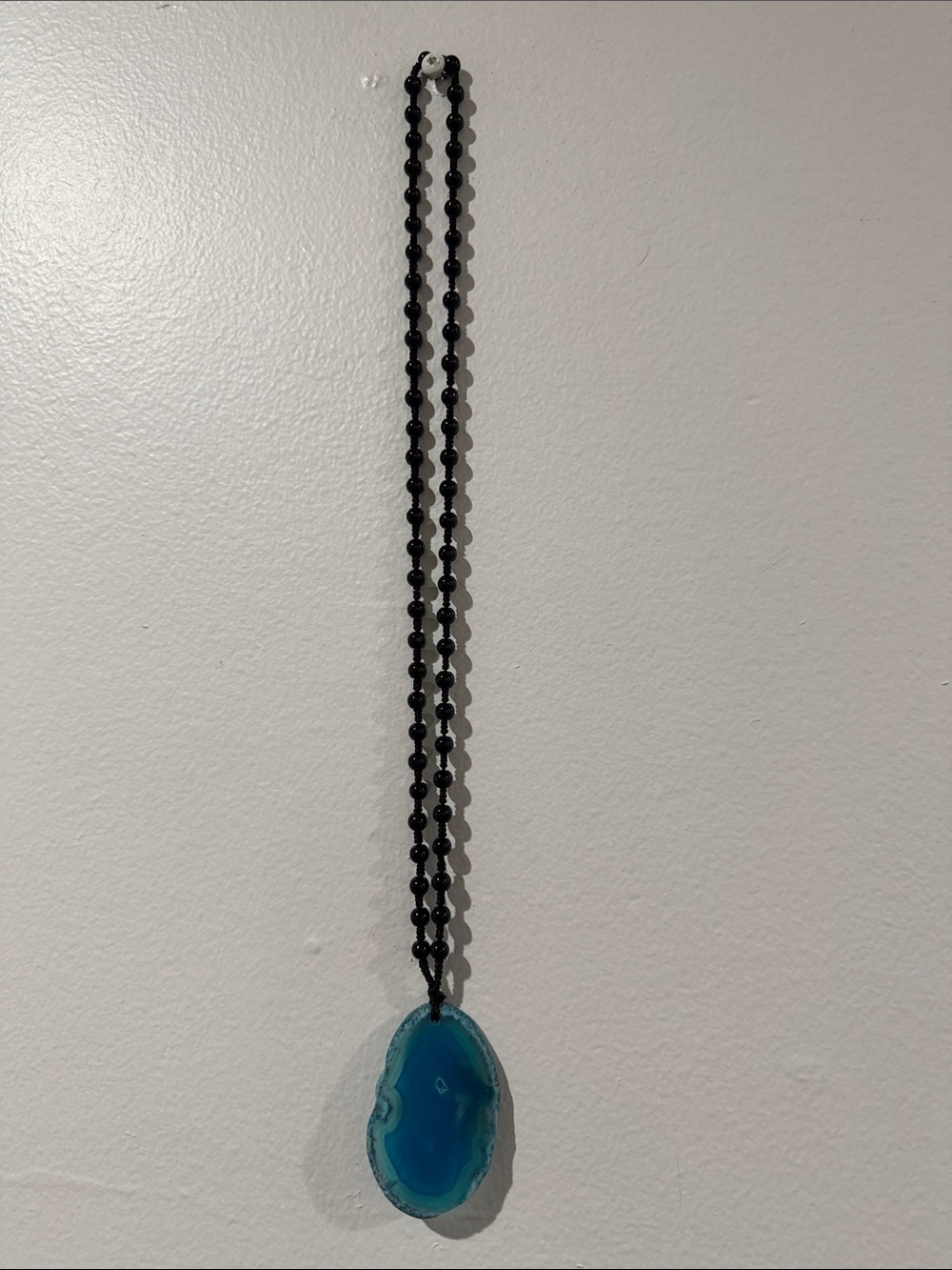 Handcrafted Blue Agate Pendant Necklace for Women